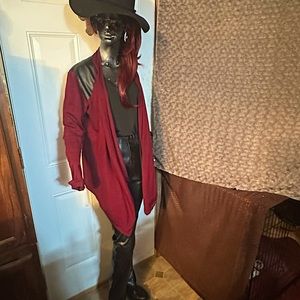 OFFER $40 Almost Famous Long burgundy Cardigan Utility sweater